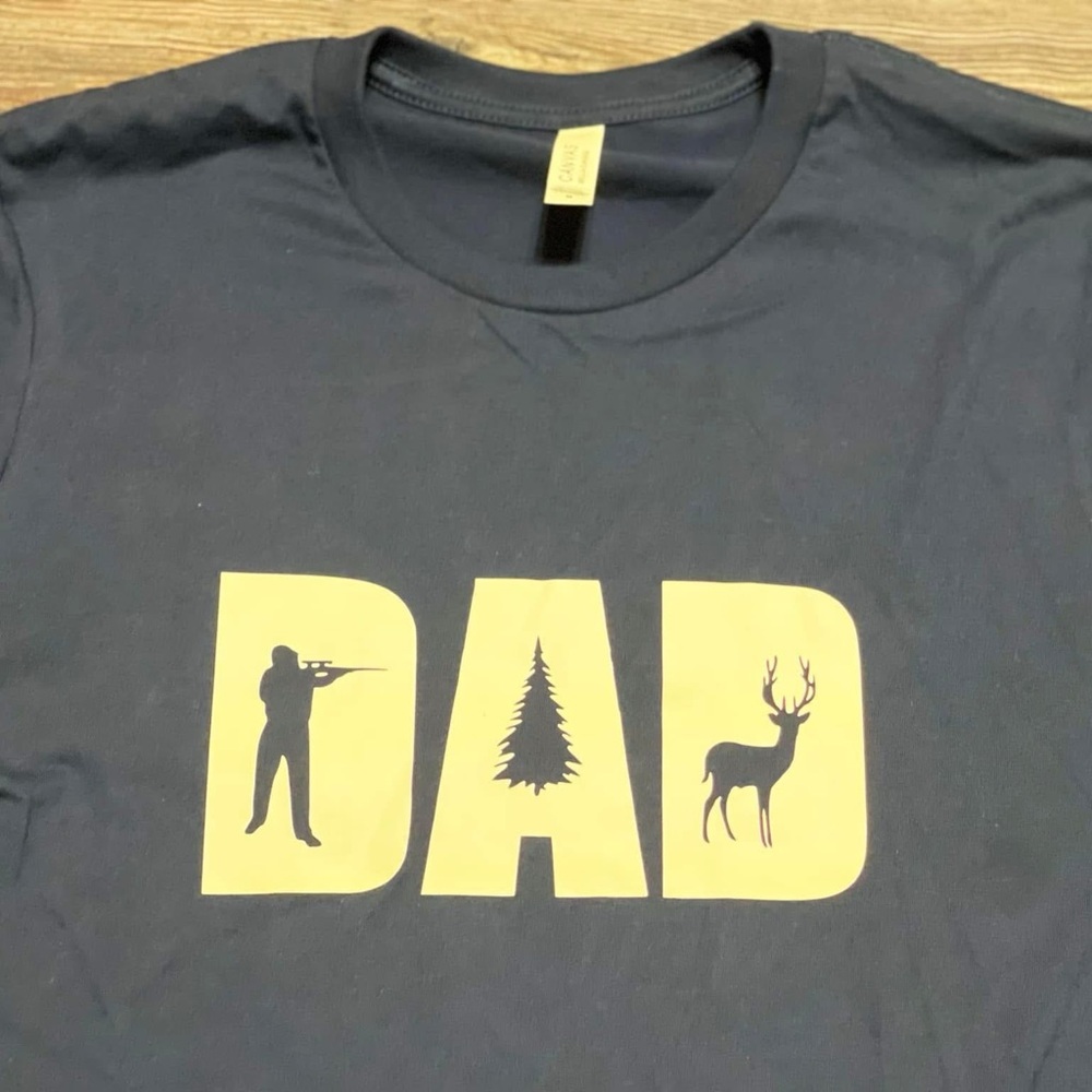 Bella Canvas Men's Short Sleeve Navy Blue 'DAD' Graphic Tee with White Print